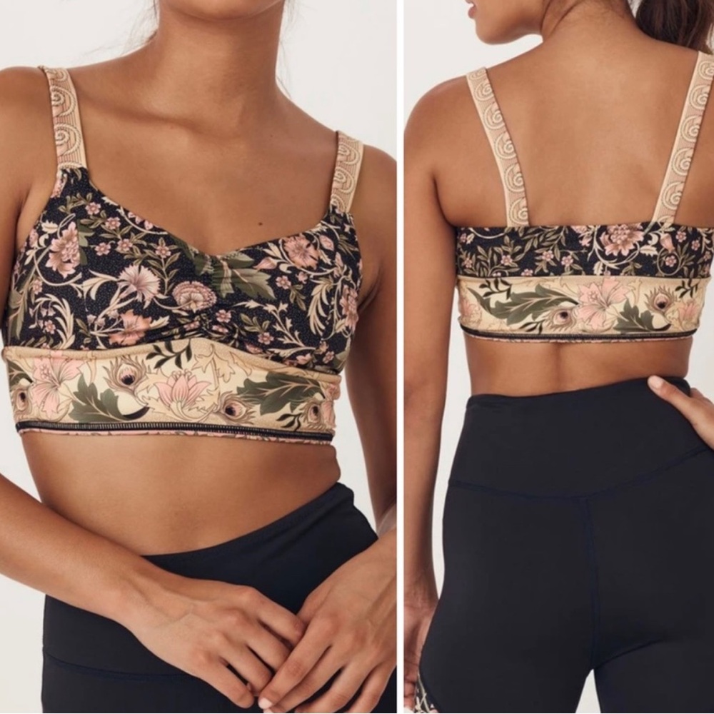 Spell Floral Cropped Bralette in Black and Blush
